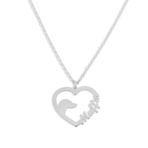 Collana in argento forma di cuore  cane e nome